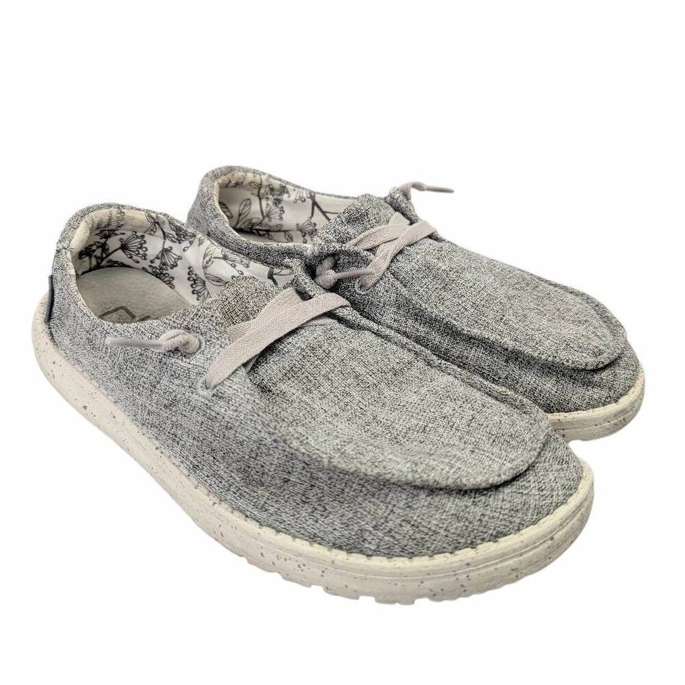 Hey Dude Wendy gray heather linen slip on casual comfort shoes womens 9
